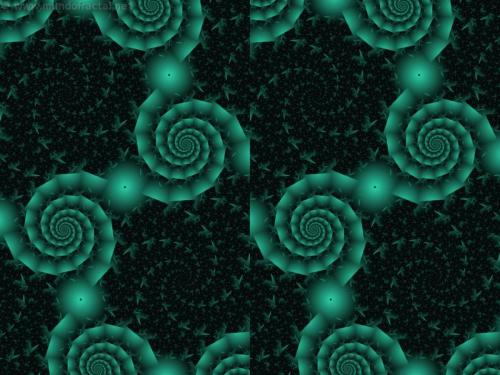 Green mirrored spirals